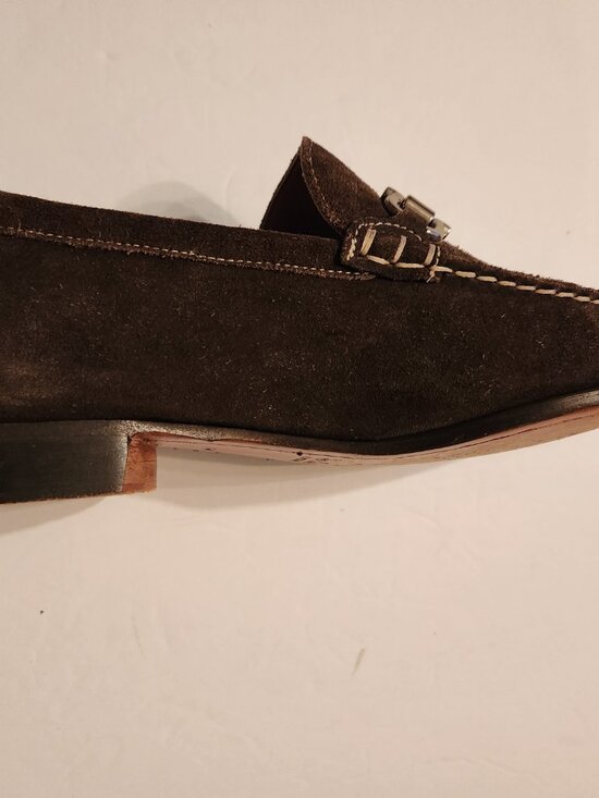 Via spiga men\'s brown leather suede slip on dress shoes  size: 9.5M main image 4